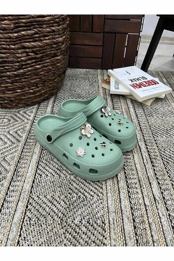 Behtah Kundura Kross Model - Stylish Stone Detailed, Soft Thick Sole Casual Slippers, for Beach, Pool and Garden