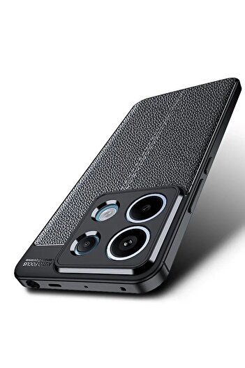 m.tk moveteck Xiaomi Redmi Note 13 Pro 4g Case with Camera Protection Leather Look Stitching Pattern Silicone Matte Cover Nis
