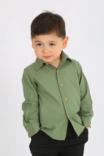 SAMSA Boy's Shirt Linen 100% Cotton