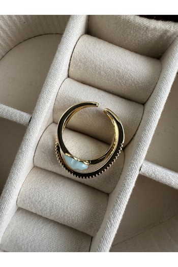 ringbox Su Yeşili Renkli Çapraz Kalp Yüzük