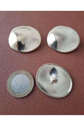 Beyna 4 cm Wide Special Design - Yellow Coated Metal Button 1 Pack 4 Pieces