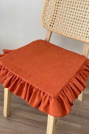 RİTMOHOME Frilly Cinnamon Vintage, Country, Bohemian, Rustic Frilly Scandinavian Chair Cushion
