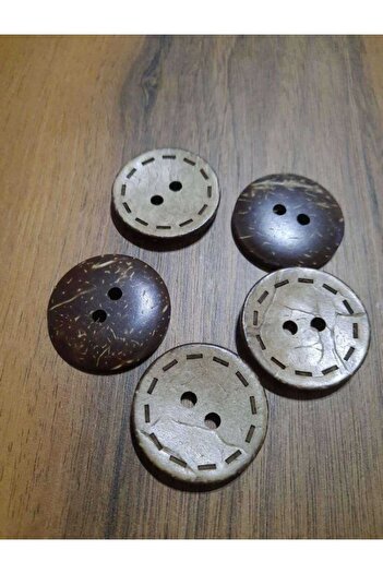 İMREN AKSESUAR Kokanat Wooden Button 1.5 Cm Laser Drawing 1 Pack 20 Pieces
