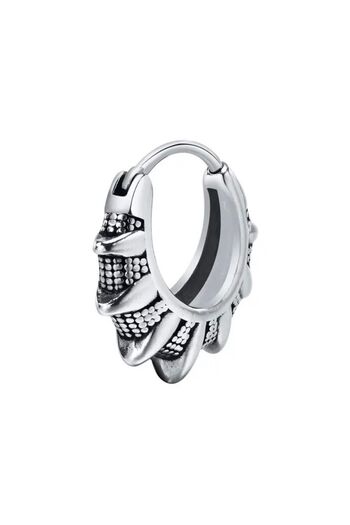 Jaida Moda Unisex Gothic Steel Hoop Earrings with Gray Viking Motif