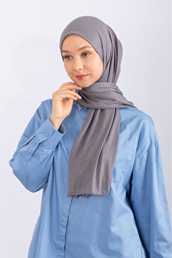hijabchi Combed Cotton Shawl Jersey Shawl - Gray