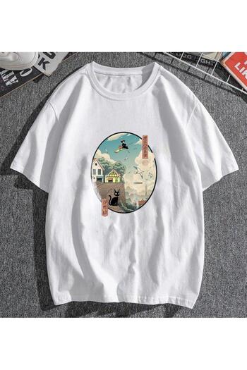 Touz Moda Little Witch Kiki White Unisex Oversize T-shirt