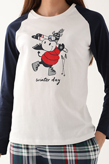Arnetta Winter Day Beyaz Kadın Uzun Kol Pijama Takım