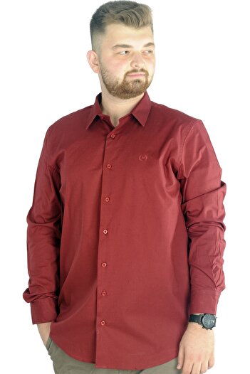 ModeXL Mode Xl Large Size Men's Classic Shirt Lycra 20351 Claret Red