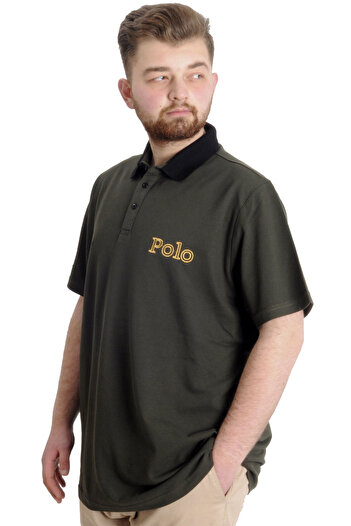 ModeXL Mode Xl Великий розмір Чоловіча футболка Polo Horse 23339 Хакі