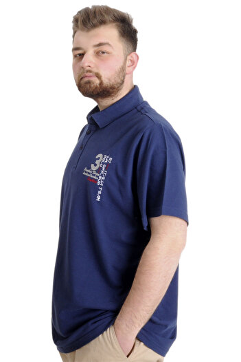ModeXL Mode Xl Великий розмір Чоловіча футболка Polo Captıan 23338 Індіго