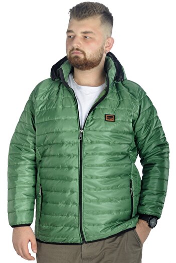 ModeXL Mode Xl Large Size Παλτό Καπιτονέ με κουκούλα 22602 Πράσινο
