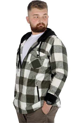 ModeXL Mode Xl Men's Sweat Zippered Hooded Cover Pocket Lumberjack 21572 Khaki