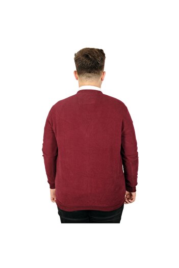 ModeXL Mode Xl Large Size Men's Cardigan Vanize Thessaloniki Buttoned 20548 Claret Red