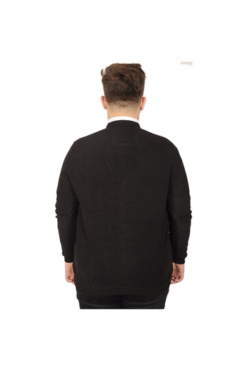 ModeXL Mode XL Large Size Men's Cardigan Vanize Thessaloniki Buttoned 20548 Black