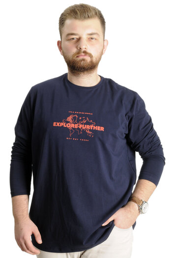 ModeXL Mode Xl Великий розмір Чоловіча футболка U.kol Explore Further 23098 Синій