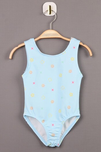 AyCaTa Girl's Swimsuit Patterned Comfortable Quick Dry Blue Pool Sea Beach Swimwear