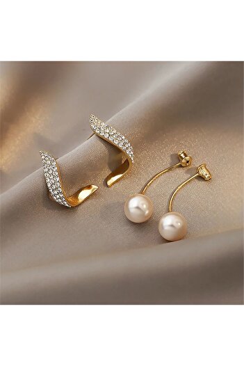 So Much Accesories So-much Pearl Zircon Stone Elegant Earrings-1