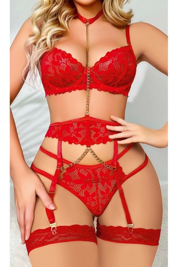 NİMSE LOVE Women's Red Sexy White Jantiyer Suit
