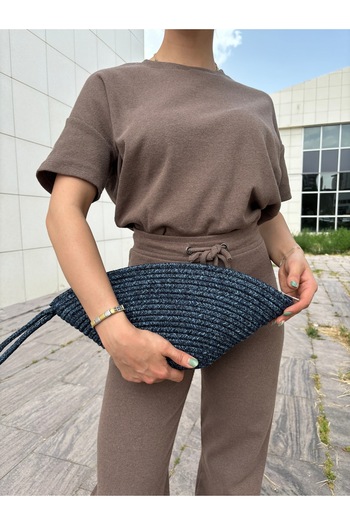 MaVaux Straw Jute Moss Vegan Clutch Bag - Zipped