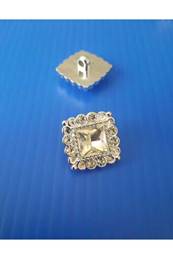 İMREN AKSESUAR Gray Metallized Crystal Stone Button - 2 Cm, 1 Pack 4 Pieces