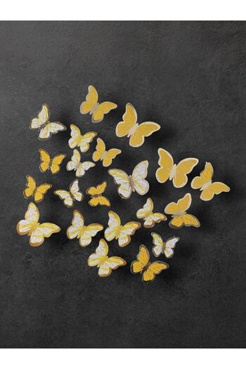 Happyland Pasta Üzeri Süs Gold Kelebek Süsler Pasta Süslemesi Pasta Yapımı Dekor Süsü 21'li