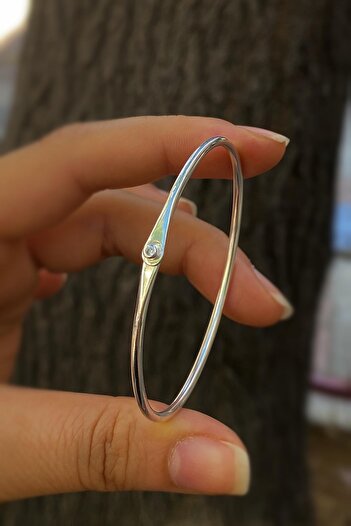 Erer Gümüş Gümüş ortası taşlı lades model erkek kadın bilezik bileklik