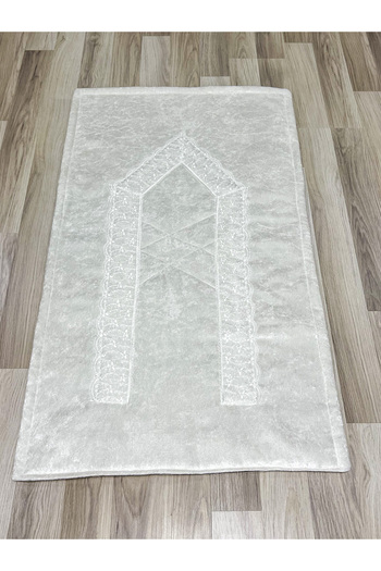 AYHANHOME French Velvet Dowry Bridal Set - Guipure Embroidered Prayer Mat