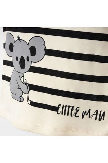 Aa Bebek Mouse Printed Striped Little Man Summer Baby Boy Short Sleeve T-Shirt Shorts Bottom-Top 2-Piece Set