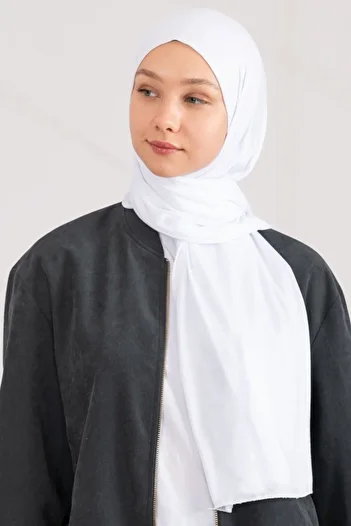 hijabchi Combed Cotton Shawl Jersey Shawl - White