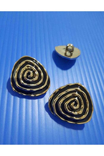 İMREN AKSESUAR Yellow Metallized Black Enamel Button - 2.5 Cm, 1 Pack 4 Pieces