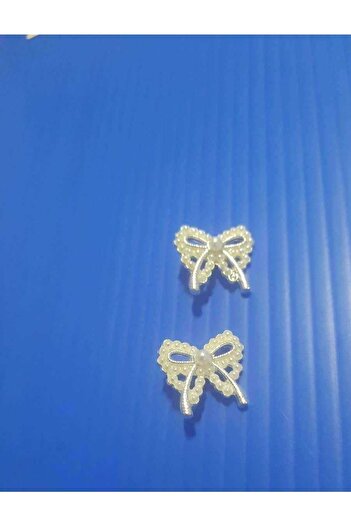 İMREN AKSESUAR 2 Cm Bow Tie Metal Button with Pearls - 2pcs