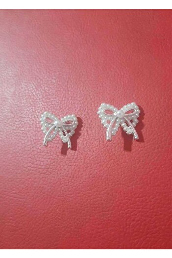 İMREN AKSESUAR 2 Cm Bow Tie Metal Button with Pearls - 2pcs