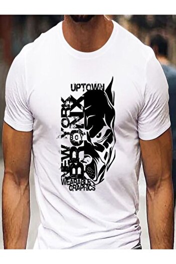 CLASSY.MODA Μπλουζάκι μονόχρωμο - Λευκό μπλουζάκι με κοντό μανίκι με λαιμόκοψη