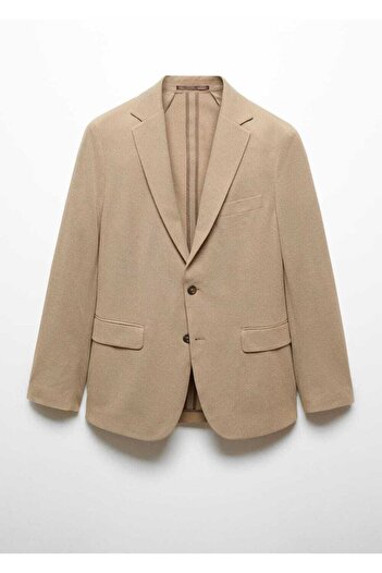 MANGO Man Dar kesimli kalıplı pamuklu blazer ceket