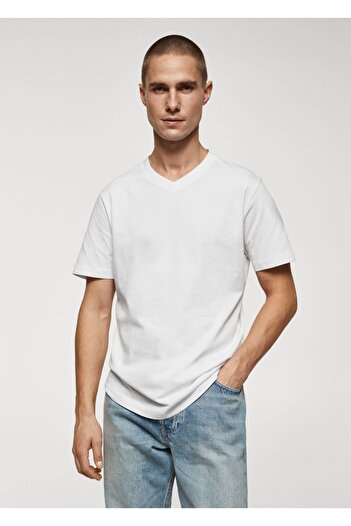 MANGO Man Basic-T-Shirt mit V-Ausschnitt