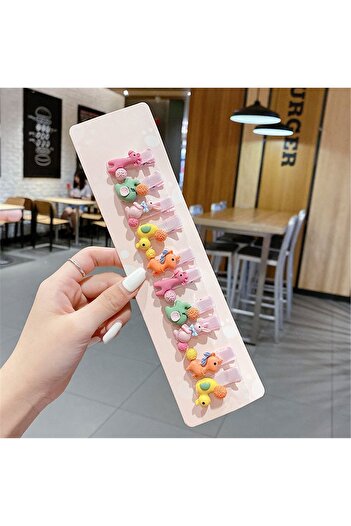 So Much Accesories So-much Yeni Sezon Bebek Ve Çocuk 10'lu Sevimli Hayvan Yan Pens Toka Seti-6
