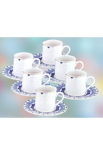 OMS PASLANMAZ Oms Collection 11116 Mavi Star Coffee Cup Set for 6 People