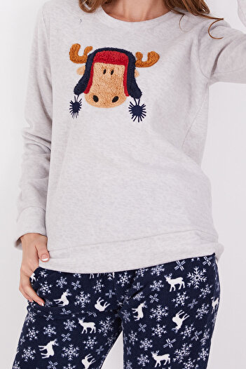 Arnetta Deer Grimelanj Kadın Uzun Kol Pijama Takım