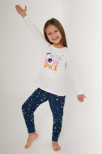 Rolypoly Need More Space White Girl's Long Sleeve Pajama Set
