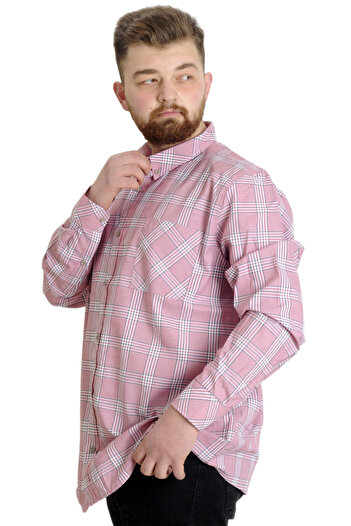 ModeXL Mode Xl Large Size Men's Shirt Plaid Long Sleeve 23300 Crimson