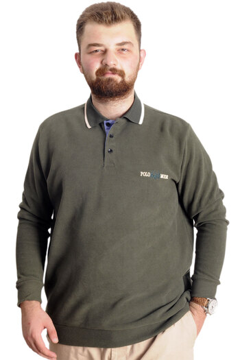 ModeXL Mode XL Великий розмір Чоловічий Світшот Поло Селонік Mode 23448 Хакі