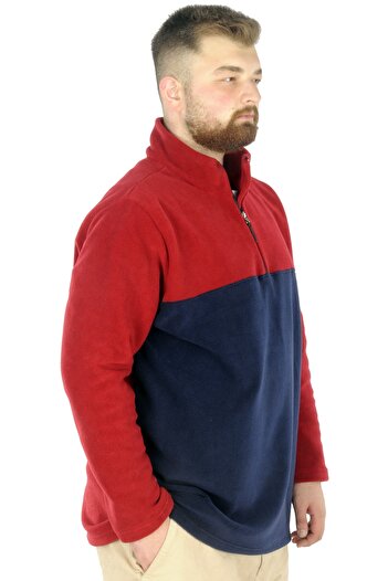 ModeXL Mode Xl Men's Sweat Polo Collar Half Zip Fleece 22552 Claret Red
