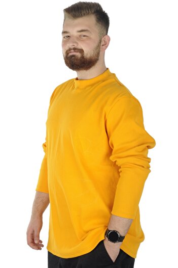 ModeXL Mode Xl Large Size Long Sleeve Half Fisherman Sweater 22558 Mustard