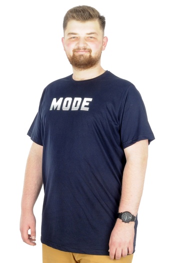 ModeXL Mode Xl Plus Size T-shirt Bis Collar Mode 22196 Navy Blue