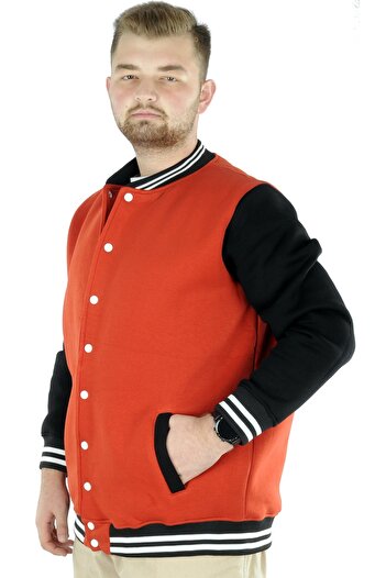 ModeXL Mode Xl Великий розмір Чоловічий коледжний плащ на кнопках 22619 Оранжевий