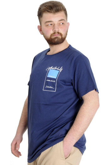ModeXL Mode Xl Великий розмір Чоловіча футболка Establısment 23139 Індіго