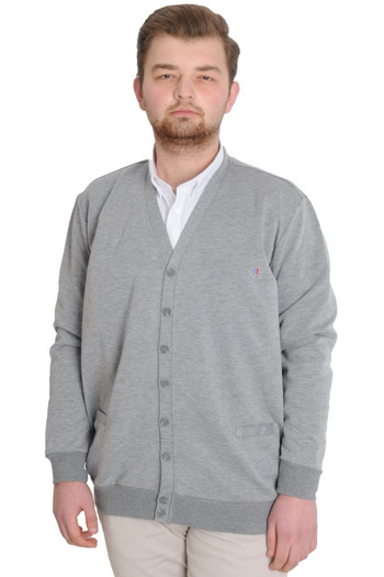 ModeXL Mode Xl Large Size Men's Cardigan Buttoned Double Face 20551 Grimelange