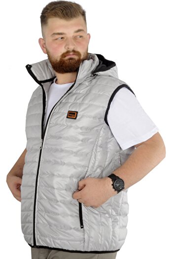ModeXL Mode Xl Plus Size Γιλέκο Καπιτονέ κουκούλα 22600 Γκρι
