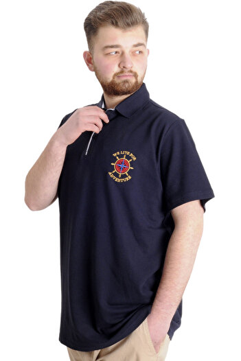 ModeXL Mode Xl Великий розмір Чоловіча футболка Polo Adventure 23323 Синій