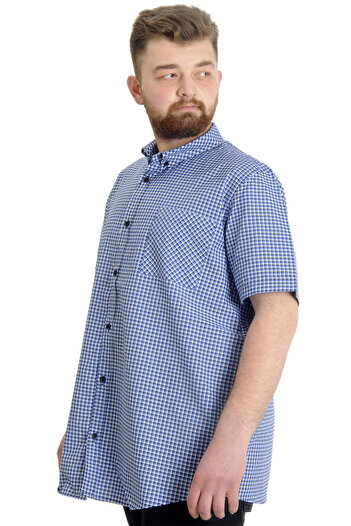 ModeXL Mode Xl Великий розмір Чоловіча сорочка в клітинку з короткими рукавами 23301 Чорний